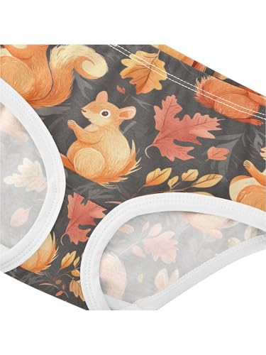 ZZKKO Orange Fall Squirrels Leaves Girls Underwear Toddler Panties for Girls Comfort Brief Size 2-8T4