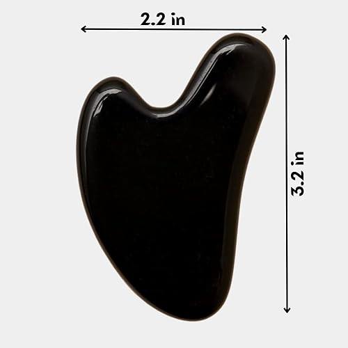 Miniatura 9 de Mount Lai - Herramienta de elevación facial Gua Sha de obsidiana negra  Gua Sha para esculpir las características faciales + liberar tensión