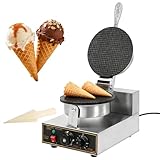Taddien 8.3in Commercial Electric Ice Cream cone maker, 1.2KW Nonstick Waffle Cone Maker, Stainless Steel Egg Roll Mold with Temp & Time Control for Restaurant