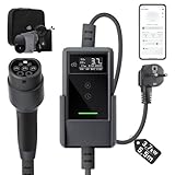 dé Carichino Auto Elettrica App 3,7kW 5,5m 6–16A, Caricatore Auto Elettrica Portatile Tipo 2 Schuko con LCD, Cavo Ricarica Auto Elettrica, Colonnina Ricarica per Model 3/Y, 500e, e-208, Altri EV/PHEV