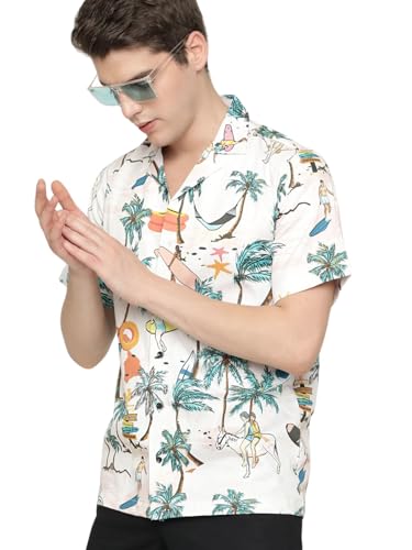 Image of DHRUVI TRENDZ Men's Rayon Regular Fit Shirt Casual Stylish|Printed | Half Sleeve | Formal Shirts| Summer Button-Down