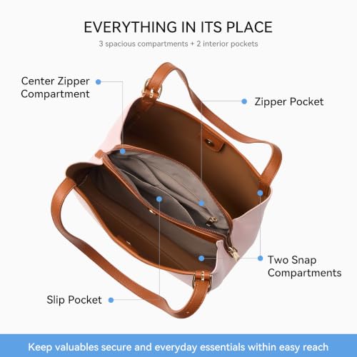 Image of BOSTANTEN Shoulder Bag for Women, 3-Compartment Leather Purses and Handbags
