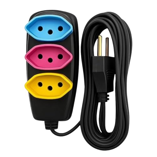 Extensão Elétrica 5 Metros com 3 Tomadas 10A Bivolt 127V/220V Padrão NBR 5 Metros