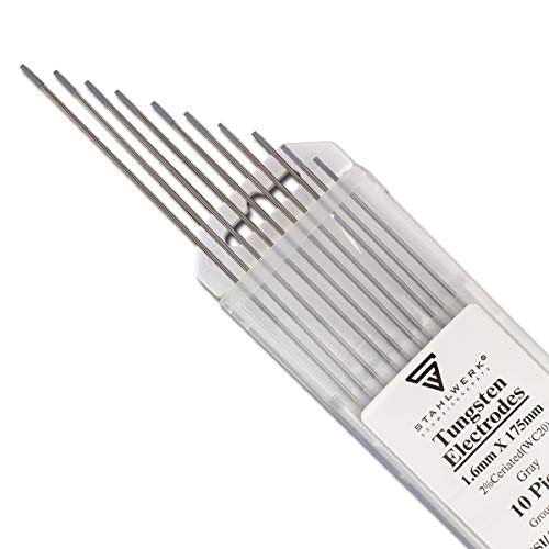 10 x STAHLWERK TIG electrodos de soldadura de tungsteno 1,6 x 175 mm WC20 Sin torio -...