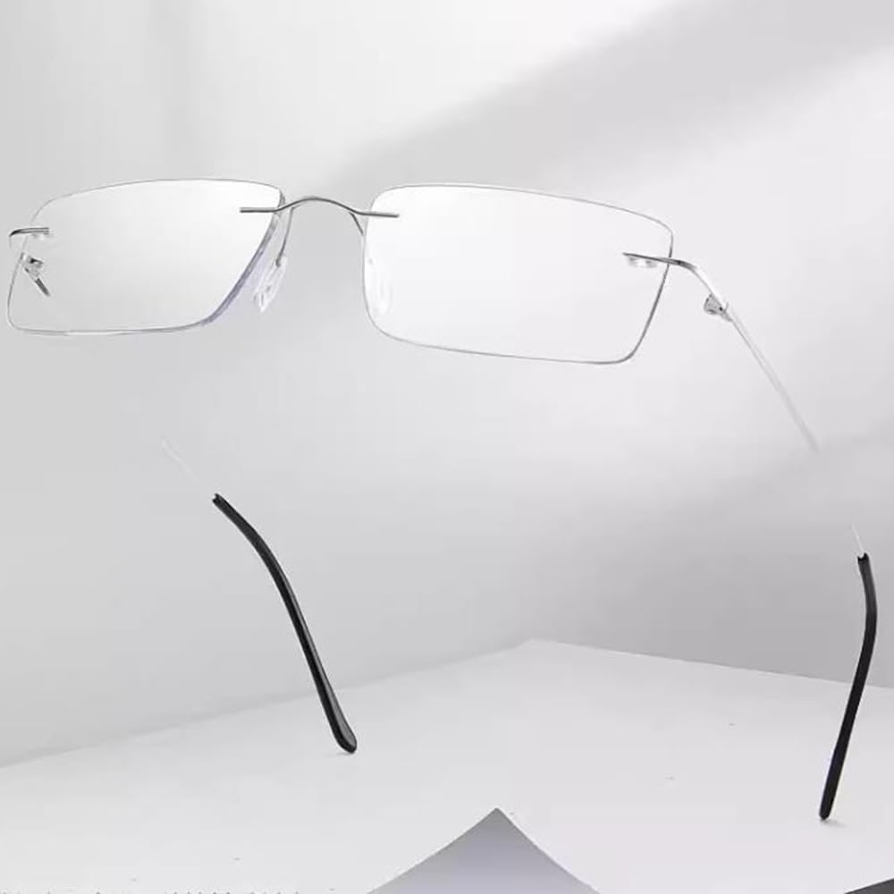 Gafas de Lectura Sin Montura Corte de diamante Gafas Rectángulo Multifocales Gafas de lectura Hombre Gafas de computadora HD Lentes