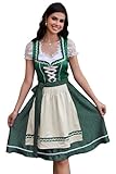 Molirex Dirndl Dresses Women, 3 Piece Oktoberfest Costumes for Bavarian Floral Carnival Beer Outfit German Dress Green Small