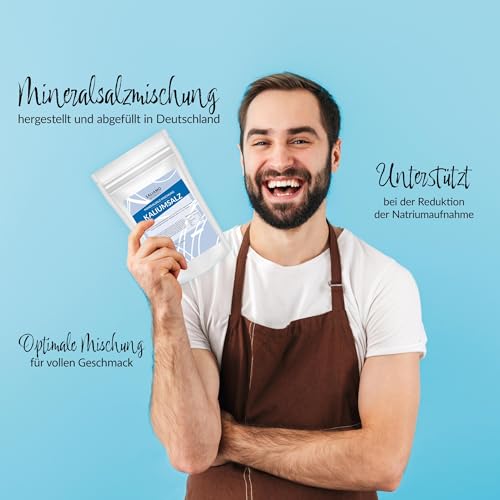 Saliamo | Kaliumsalz Mischung - 450 g - 35% Kaliumchlorid & 0,3% Magnesiumchlorid, Natriumarm - Kalium trägt zur Aufrechterhaltung eines normalen Blutdrucks bei