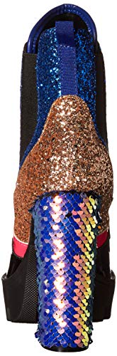 Cape Robbin Nell Gold Glitter Platform Chelsea Ankle Boots With Chunky Block Heels For Women Featuring A Sequined Tongue And Heel - Mermaid Size 9 #TOP2