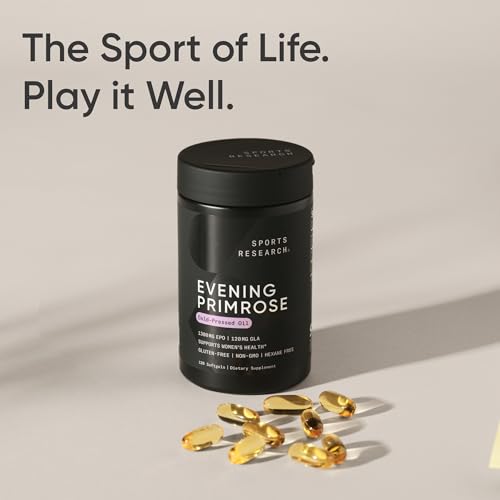 Image of Sports Research Evening Primrose Oil 1300 mg Non - GMO Gluten - free Cold - Pressed with No Fillers or Artificial Ingredients (120 Liquid Softgels)
