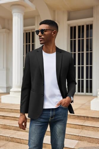 Image of COOFANDY Mens Sport Coats Casual Knit Blazer Two Button Suit Jacket | Modern Slim-fit Silhouette with Structured Shoulders,Stretch Comfort & Versatile Style for Weddings,Business or Daily Wear