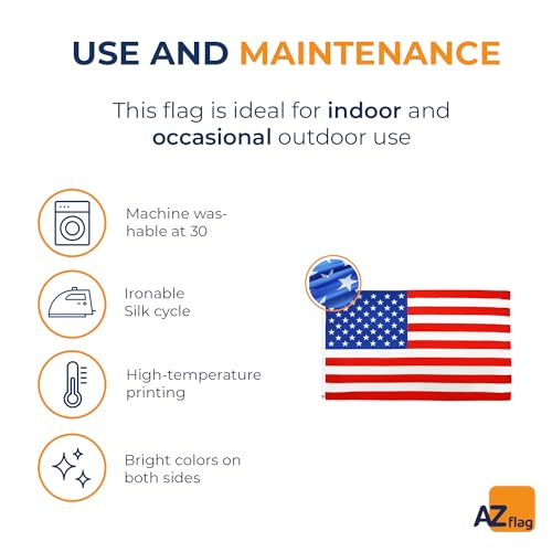 Image of AZ FLAG - United States Flag - 3x5 Ft - 100D Polyester Usa - Us - American Banner with Two Metal Grommets - Fade Resistant - Vivid Colors - 3' x 5' Feet - 150x90 Cm