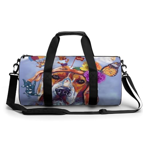 Sac de sport Papillon Chien grand duffel bag de voyage et camping 45cm