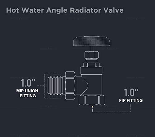 Image of Midline Valve IXW-U001-5 Heavy Duty Hot Water Steam Radiator Valve; Air Vent Temperature Control; 1 in. FIP x Male Union; Brass (5 Pack)