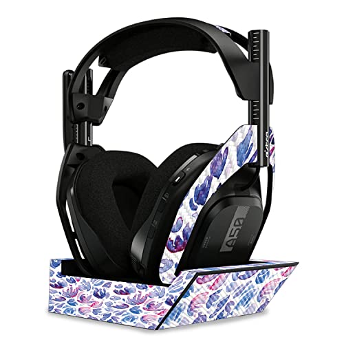 Image of MightySkins Carbon Fiber Skin Compatible with Astro A50 Wireless Headphones + Base Station (Gen 4) - Blue Petals | Protective, Durable Textured Carbon Fiber Finish | Easy to Apply | Made in The USA