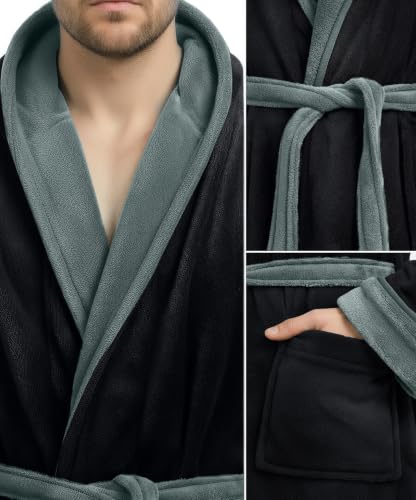 Image of NY Threads Mens Hooded Robe - Plush Long Bathrobes for Men