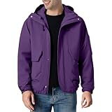 Mens Lightweight Waterproof Jacket Outdoor Hooded Hiking Raincoat Military Combat Work Windbreaker for Cycling Travel Fashion Softshell Tactical Military Rain Coat