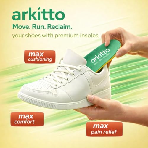 Image of Arch Support Insoles Size Extra Large (UK 12,13) for Men & Women | Flat Foot Relief, All-Day Comfort & Footbed Support | Lightweight, Soft, Odourless, Trim-to-Fit, Breathable | 1 Pair