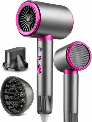 DMTIVMG Sèche Cheveux Professionnel 2200W Ionique Séchage Rapide Silencieux 2 Vitesses 3 Températures Air Chaud/Froid avec Diffuseur Boucles Concentrateur...