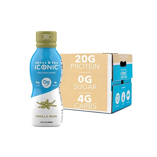 Iconic Protein Drinks, Vanilla Bean (12 Pack) Sugar Free & Low Carb