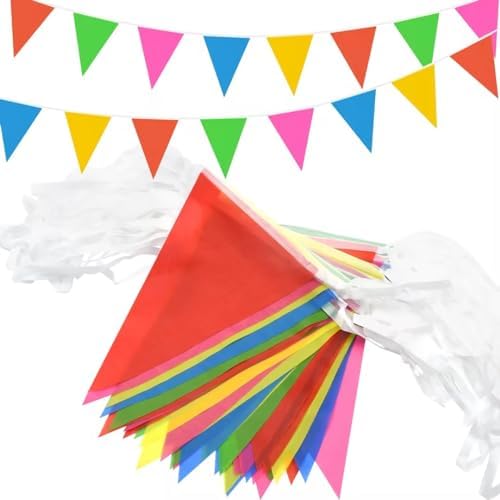 Guirnalda De Banderines De 30 Pies Con Banderas Del Caribe - Cada Banderín 12x18 Pulgadas - Poliéster Doble Cara