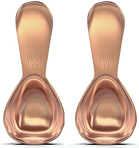 BALCI - Juego de cucharaditas de acero inoxidable (2 y 2 cucharadas, 30 ml y 30 ml) cucharas de medición exactas para café, té, azúcar, harina y mucho más - Oro rosa