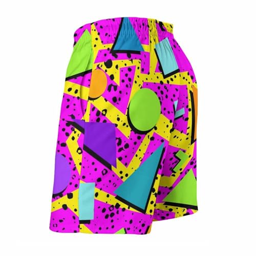 Vintage 80s Memphis Mens Beach Shorts Funny Elastic Waist Quick Dry Swim Trunks4