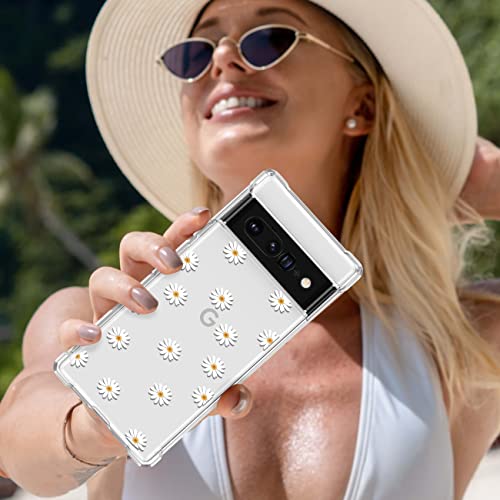 Ztofera For Google 7 Pro Case, Clear With Cute Flower Pattern Design For Women Girls Protective Shockproof Slim Tpu Bumper Phone Cover For Google Pixel 7 Pro (6.7"), Daisy #TOP4