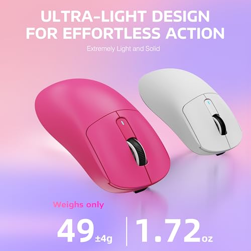 Image of ATTACK SHARK X3 Wireless Gaming Mouse, 49g Ergonomic Computer Mouse, Triple Modes PAW3395 26K DPI Optical Sensor, 200h Battery Life, Programmable Buttons, Gaming Accessories for PC /Laptop /Mac (Berry)