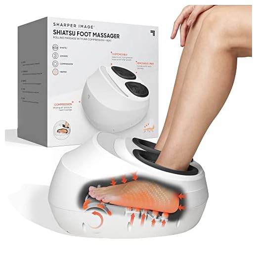 SHARPER IMAGE Shiatsu Foot Massager Rolling Massage with Air Compression, Relax Tired & Sore Toes with Heat Therapy, Adjustable Massage Levels, Fits up to Men’s 12/Women’s 14, Holiday Gift