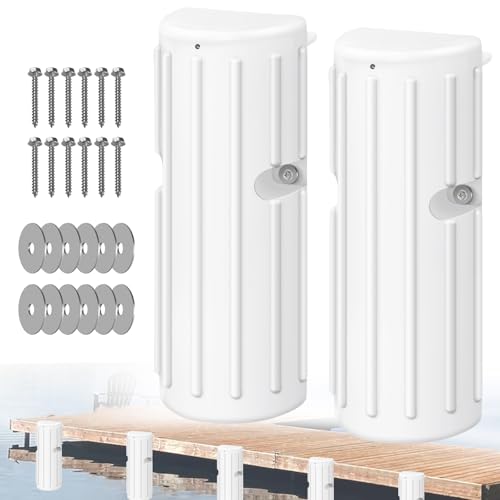 Dock Bumpers, Boat Dock Bumper Fender for Edge & Side, Marine-Grade PVC Fenders Guards for Docking, UV-Resistant, Edge Protection & Dock Guard, Includes 304 Stainless Hardware - 2PACK WHITE