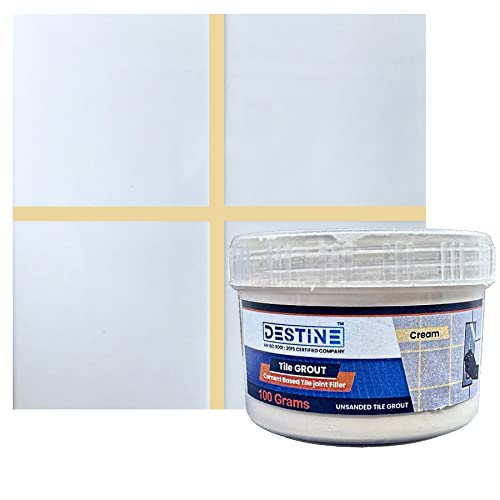 Image of DESTINE READY-TO-MIX inchTILE GROUT inch (16 COLOURS) (ALL PACKS: 100 Gm,250 Gm,400 Gm,800 Gm,1 Kg), Waterproof, Cement Based Tile Joint Filler, Crack Filler, Tiles Gap Filler (100 Gm, Cream)