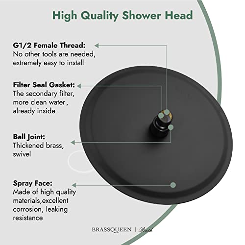 Brassqueen Wall Mounted Shower Valve Kit 8 Inch Rainfall Showerhead Matte Black Shower Faucet Set Shower Head And Handle Set Shower Faucet Valve Shower Kit #TOP6