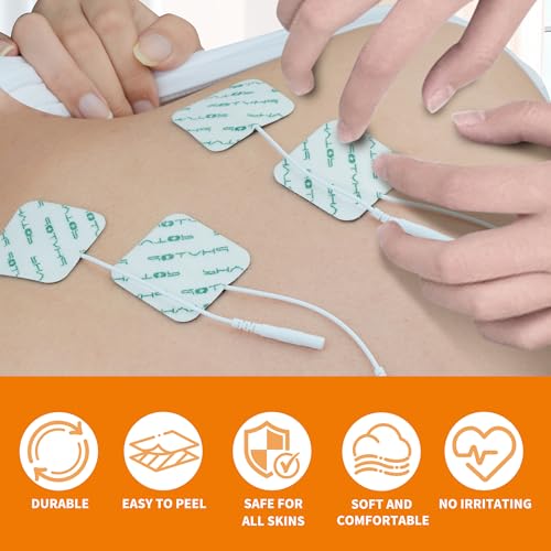 Tens Elektroden Pads 40x40mm 16 Stücke, TENS EMS ELEKTRODEN für TENS-Geräte & EMS-Trainer 2mm-Pin-Anschluss, selbstklebende Ersatzpads für die Elektrotherapie