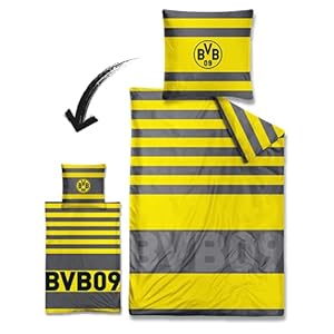 Borussia Dortmund Unisex – Erwachsene Bettwäsche Bettw sche, Gelb, 135 x 200 cm, 80 cm EU