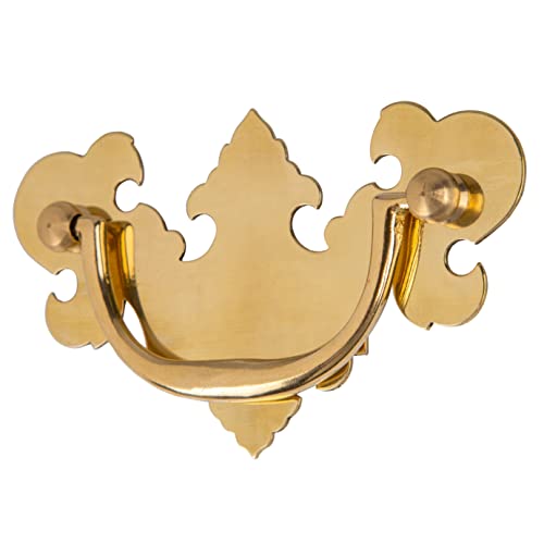 Chippendale Polished Brass Drawer Bail Pull | Centers: 3" | Handle For Antique Cabinet Door, Dresser Drawer, Desk | Reproduction Furniture Hardware | Ua-667-B #TOP1