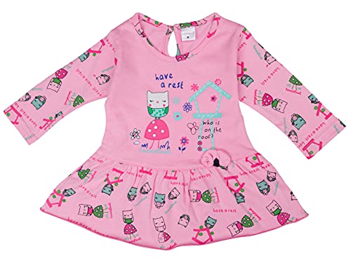 Image of Montello Cotton Dress set for Baby Girl with Full sleeves Frock Top Jhabla and Full Length Pyjamas