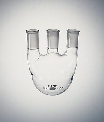 Kimble Chase KIMAX 606020-2224 Borosilicate Glass Three-Neck Round Bottom Distilling Flask, Side Necks Angled, 3000 ml Capacity