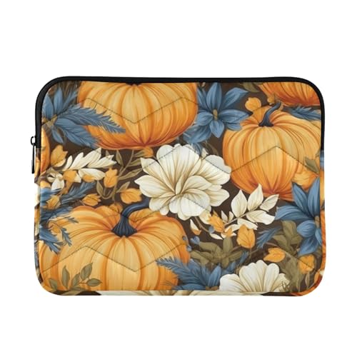 Funda para portátil 13-14 pulgadas con estampado de calabazas y flores
