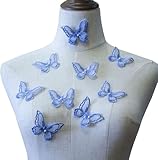 10PCS Double Layers Butterfly Patches Butterfly Lace Applique Organza Embroidery Sewing for Craft Projects (Pale Blue)