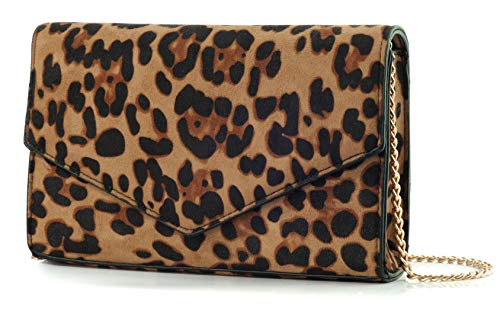 Leopard Print Envelope Evening Clutch Women Chain Shoulder Bag (Brown Leopard Print) by Hoxis - Used condition - CA$15.63