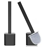 BLOOMERRY Klobürste 2 Stück Toilettenbürste WC Bürste Silikon Klobürste Wandmontage Toilettenbürste Silikon Set mit Schnell Trocknendem Haltersatz für Badezimmer Schwarz