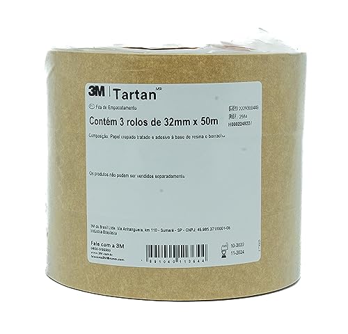 Tartan, 3M, Fita de Empacotamentode Papel Crepado, 32 mm x 50 m, 3 unidades