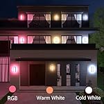 LED Smart Outdoor Wall Lights,14in 22W RGB+2700K-6500K Color Changing Wall Sconce, Waterproof LED Outdoor Porch Lights, APP Control,IP65 Waterproof,for House Porch Yards - Image 2