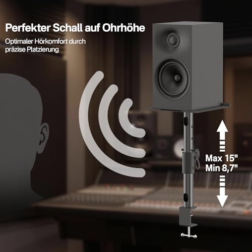 Pair of Adjustable Tilt and Swivel Desk Speaker Stands