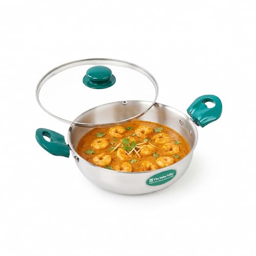 Image of The Indus Valley Stainless Steel Impact Bonded Kadai 2.7 litres | 100% Toxin-Free Cookware | Even Heating | Heat-Resistant Handle | Induction-Friendly | Suitable for Gas & Induction Cooking