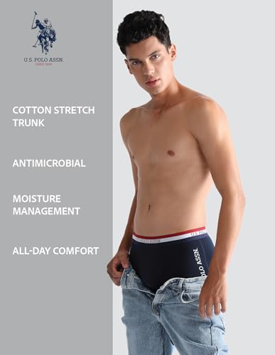 Image of U.S. Polo ASSN. Mens ET002 Anti Microbial Branded Stretch Cotton Underwear Trunk -Pack of 2