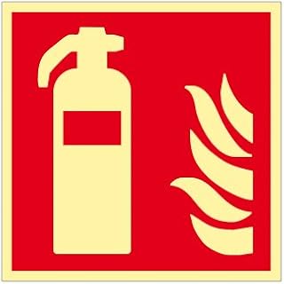 Brandschutzzeichen - Brandschutzschild Feuerlöscher Kunststoff nachleuchtend selbstklebend 200 x 200 mm