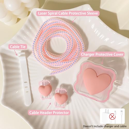 Funda transparente de corazones en 3D para proteger cargador iPhone 2