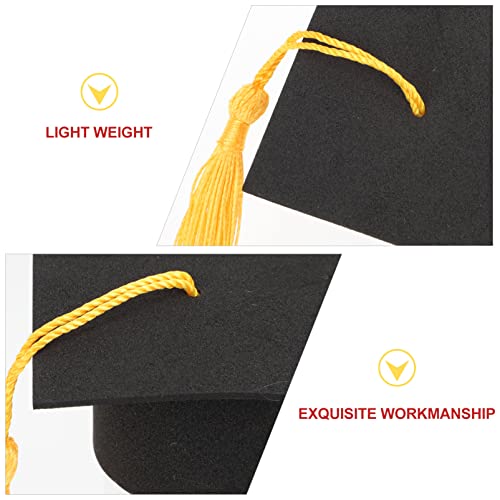 Mini Graduation Cap For Craft 10Pcs Small Graduation Hats With Yellow Tassel Grad Party Wine Bottle Topper Cake Decoration Diy Hairpin Making Accessory #TOP6