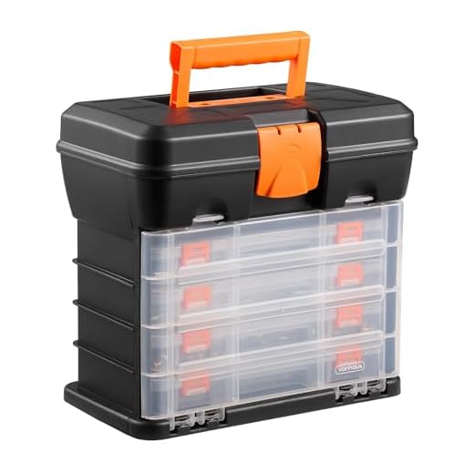 VonHaus Werkzeugbox mit 4 Schubladen und einstellbaren Trennwänden.